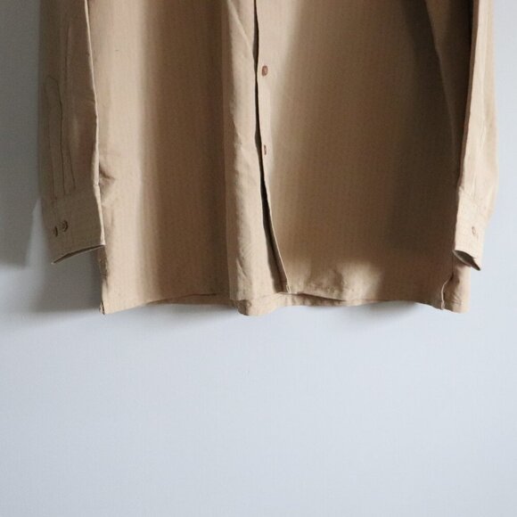 Penmans Men's Tan Large Collared Button Down Pocket Long Sleeve Dress Shirt - Picture 10 of 11